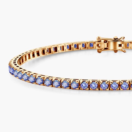 Bransoletka tenisowa Luminy 3,0mm: złota, tanzanity